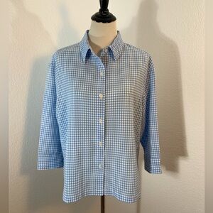 🌹New List🌹NWT Women’s White Stag Light Blue & White Seersucker Checkered Shirt